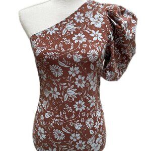 Free People Off Shoulder/ Puff Sleeve Floral Print Bodysuit